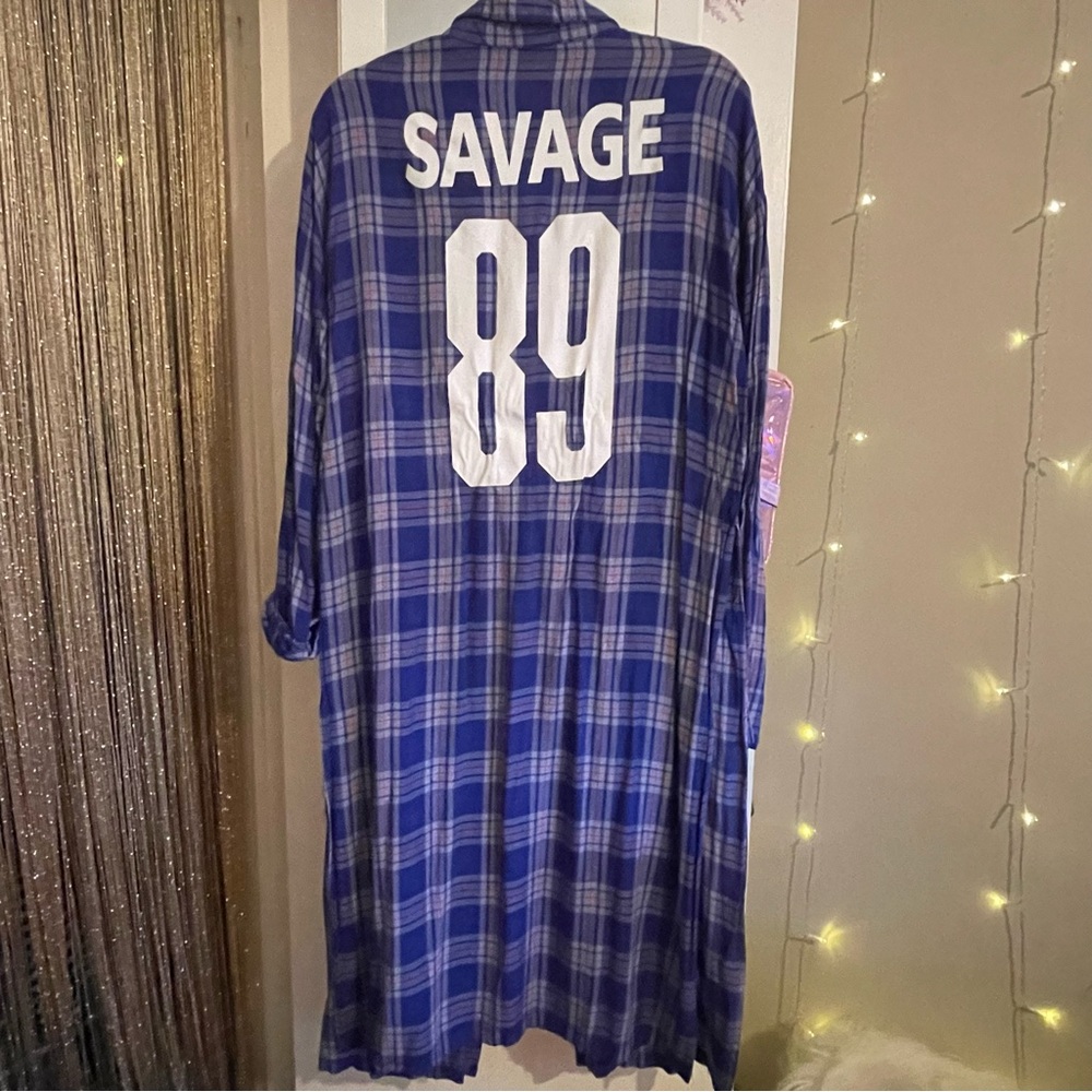 Blue Plaid Maxi Top